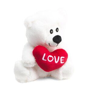 LINZY TOYS White 9.5in Valentine's Bear With Love Heart